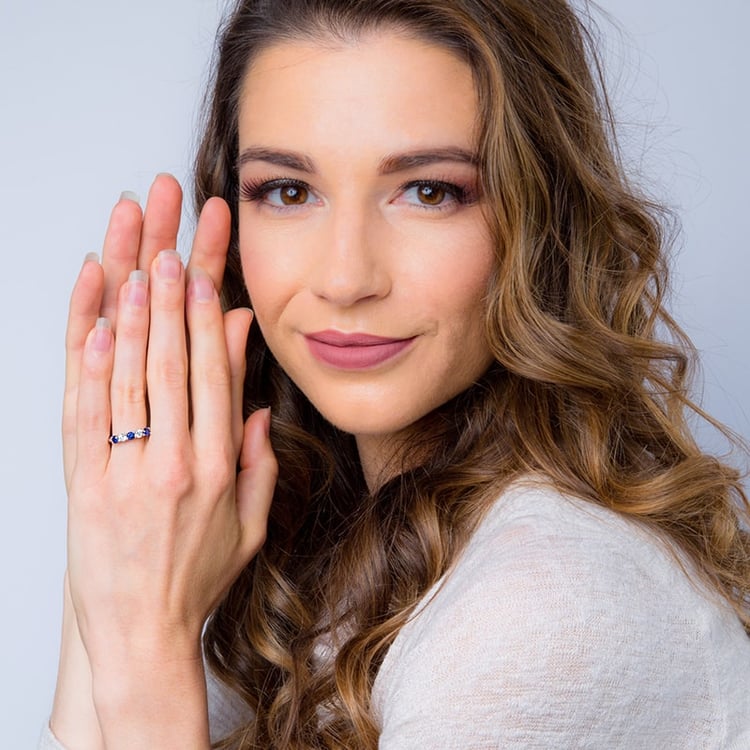 Safírový prsten ze stříbra 31411