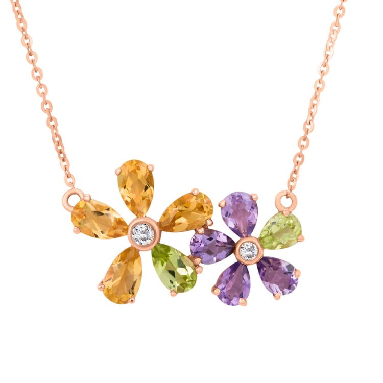 Drahokamové květiny v zlatom náhrdelníku Iany