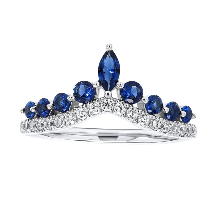 Luxusní zlatý prsten se safíry a přírodními diamanty Richa 165029