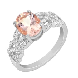 Zlatý prsten s oválným morganitem a diamanty Lamah