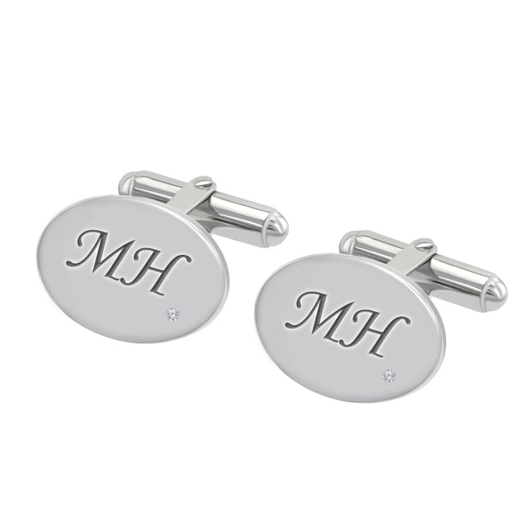 Stříbrné manžetové knoflíčky s diamantem