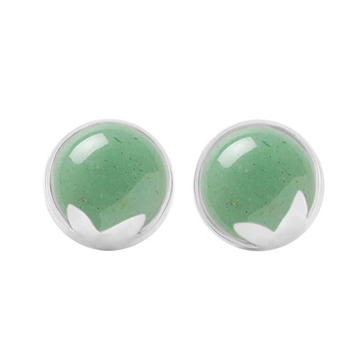 Náušnice s cabochon avanturíny z bílého zlata 44786