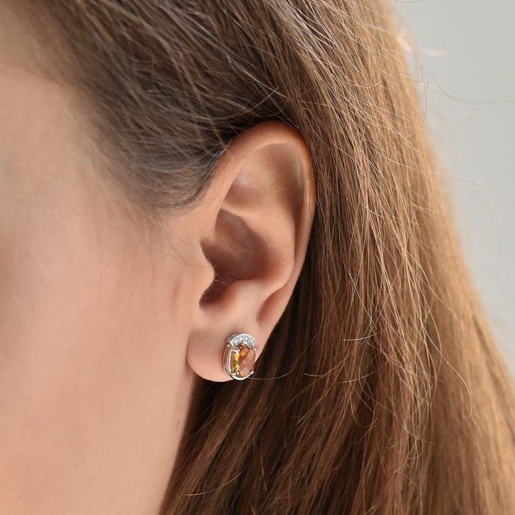 Stříbrné náušnice s citríny 36300