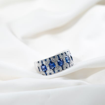 Prsten s oválnými safíry a diamanty Soul