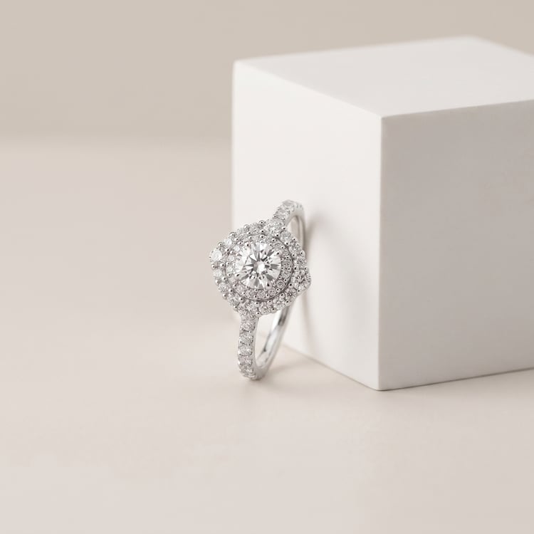 Dvojitý halo zásnubní prsten s 1ct IGI certifikovaným lab-grown diamantem Belen 167203