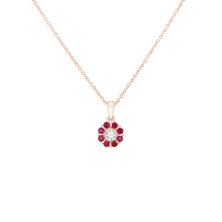 Přívěsek s rubíny a diamanty z růžového zlata 109810