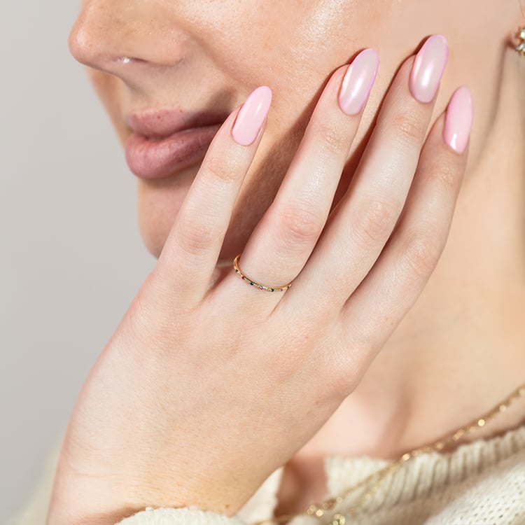 Minimalistický prsten se safíry a rubíny Tess 149703