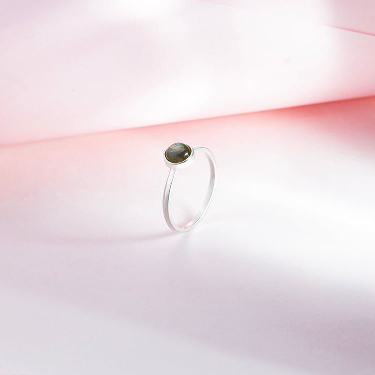 Zlatý minimalistický prsten s labradoritem Stowy 150325