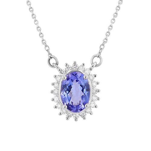 Africký tanzanit s diamanty v náhrdelníku Laina