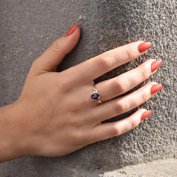 Zlatý ametystový prsten 31460
