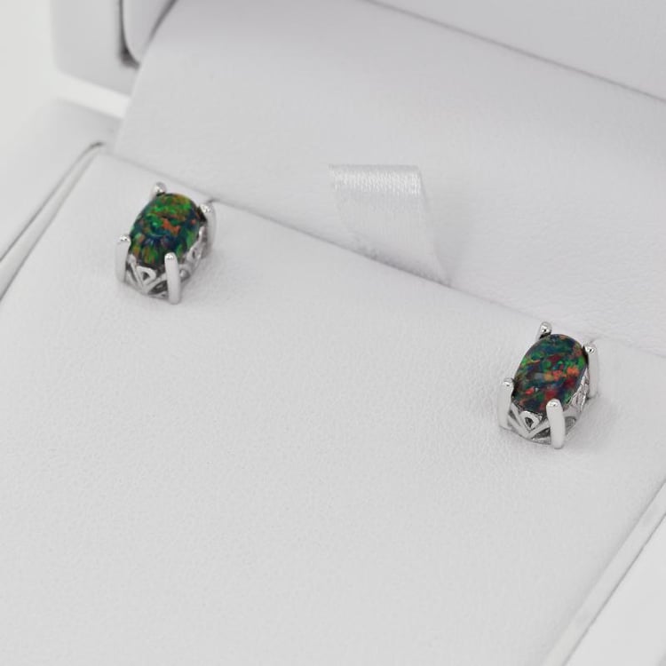 Náušnice s černými opály 24605