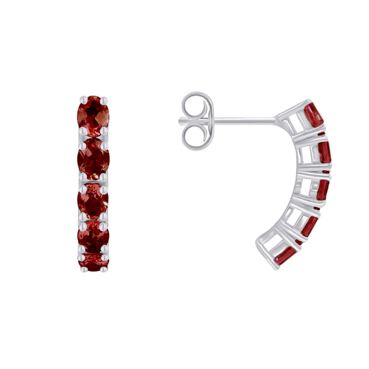 Stříbrné náušnice s granáty