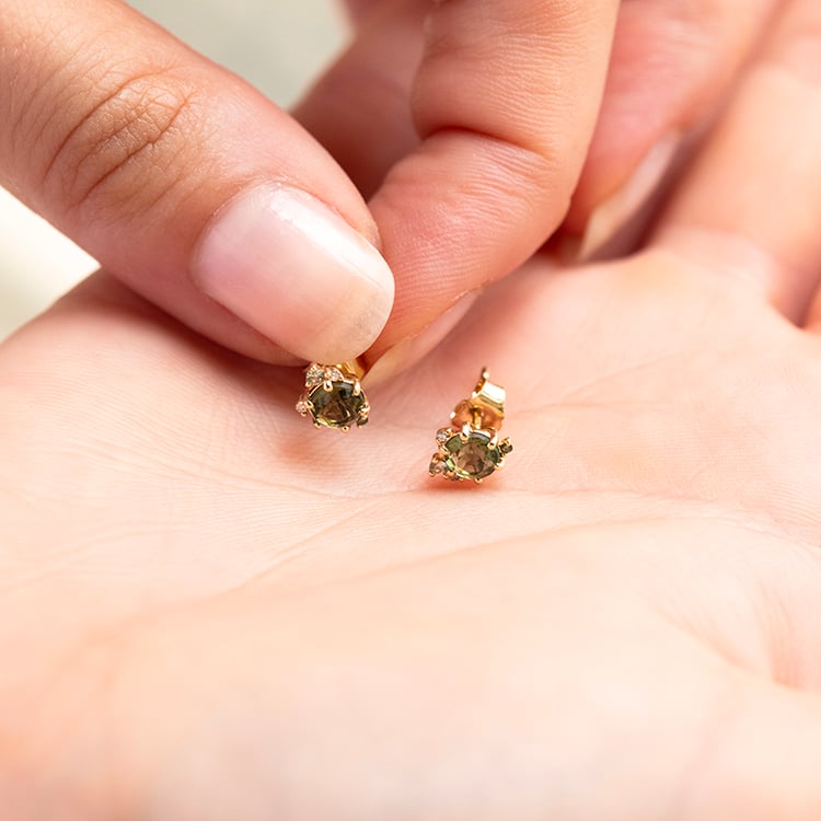 Cluster náušnice s vltavíny, safíry a diamanty Alary 143953