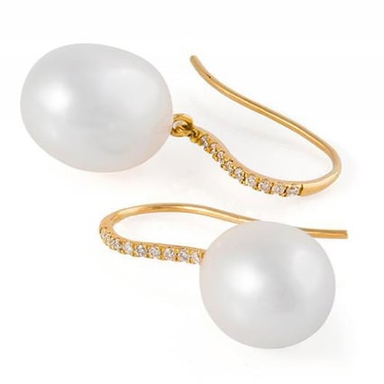 Náušnice s perlou a diamanty Vanaja