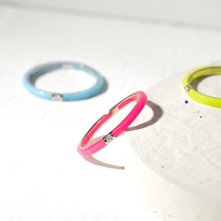 Růžový keramický prsten s diamanty Cecelia 127549