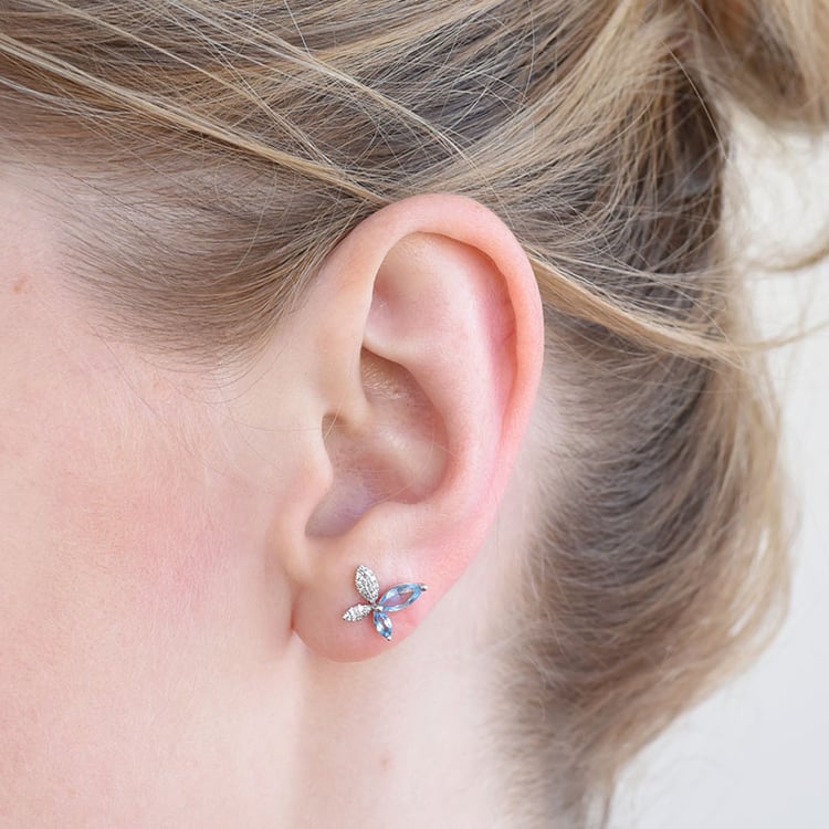 náušnice s topazy a diamanty 86926