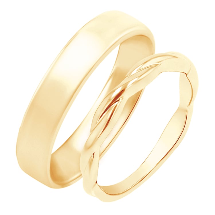 Dámský proplétaný prsten a pánský komfortní snubní prsten Gabriel 149072