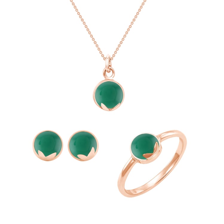 Kolekce šperků s cabochon onyxy z růžového zlata 44781