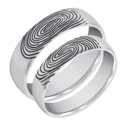 Snubní prsteny z platiny s otisky prstů Hiale