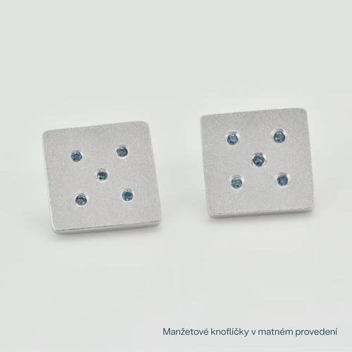 Stříbrné manžetové knoflíčky s modrými diamanty Orien