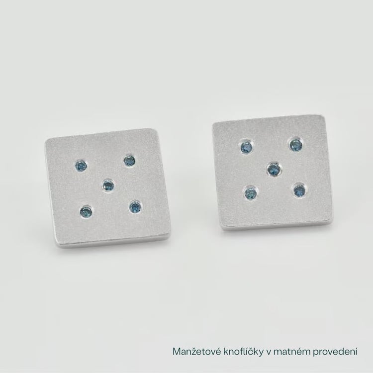 Manžetové knoflíčky s modrými diamanty ze stříbra Tahir 165337