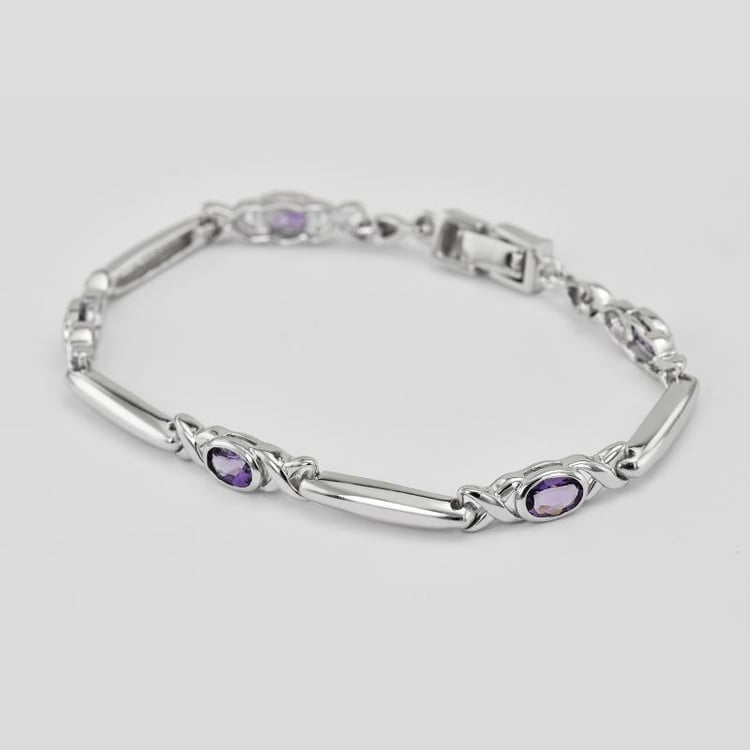 Ametystový náramek ze stříbra Badie 10132