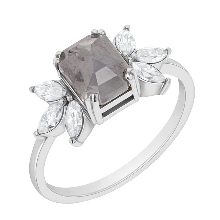 Prsten se salt and pepper diamantem a marquise moissanity Xuan