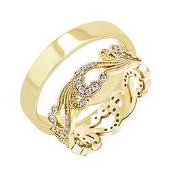 Zlatý vintage eternity prsten s diamanty a pánský plochý prsten Christine