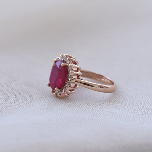 Halo prsten s rubínem a diamanty Chrys