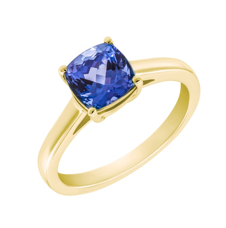 Zlatý prsten s cushion tanzanitem 29805
