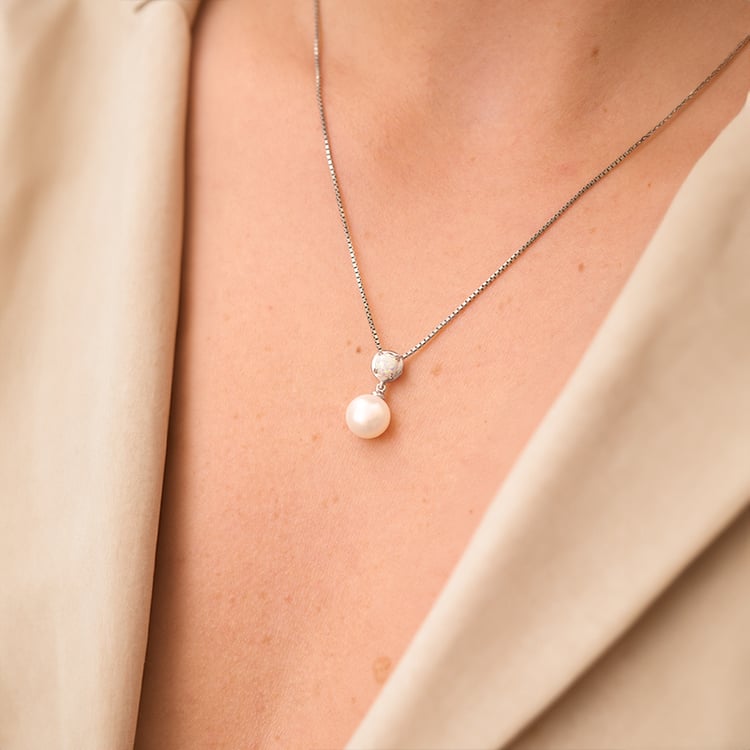 Stříbrná kolekce perlových šperků s lab-grown opály Jasna 142944