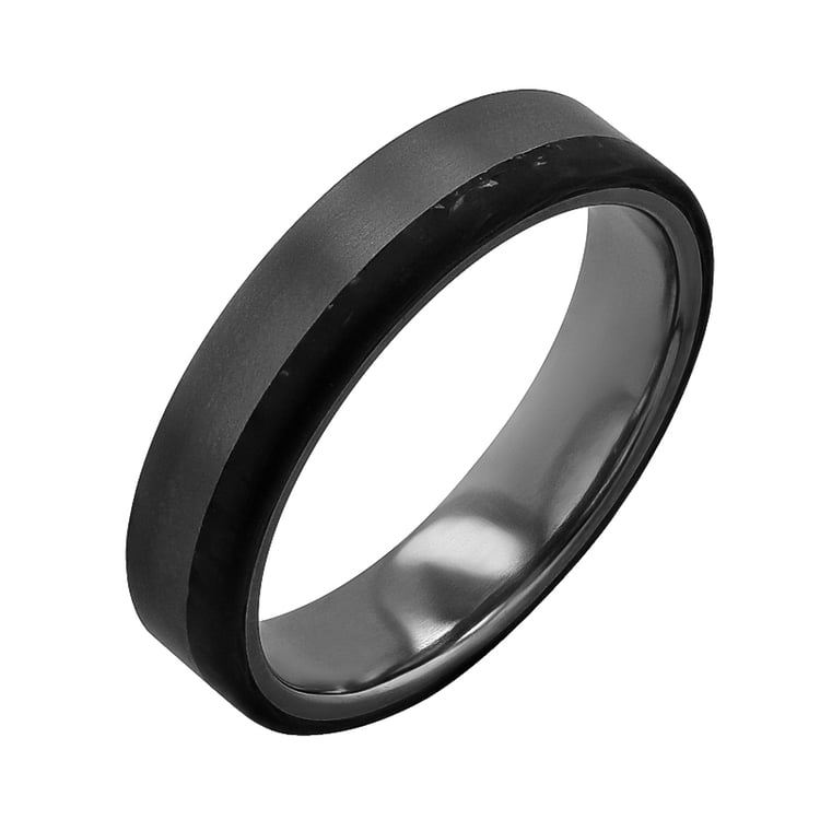 Tantalové snubní prsteny s karbonem a diamanty Brett 124266