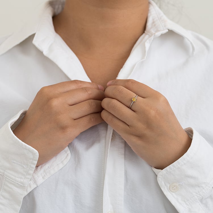 Zlatý prsten s cushion salt and pepper diamantem Reeva 127874