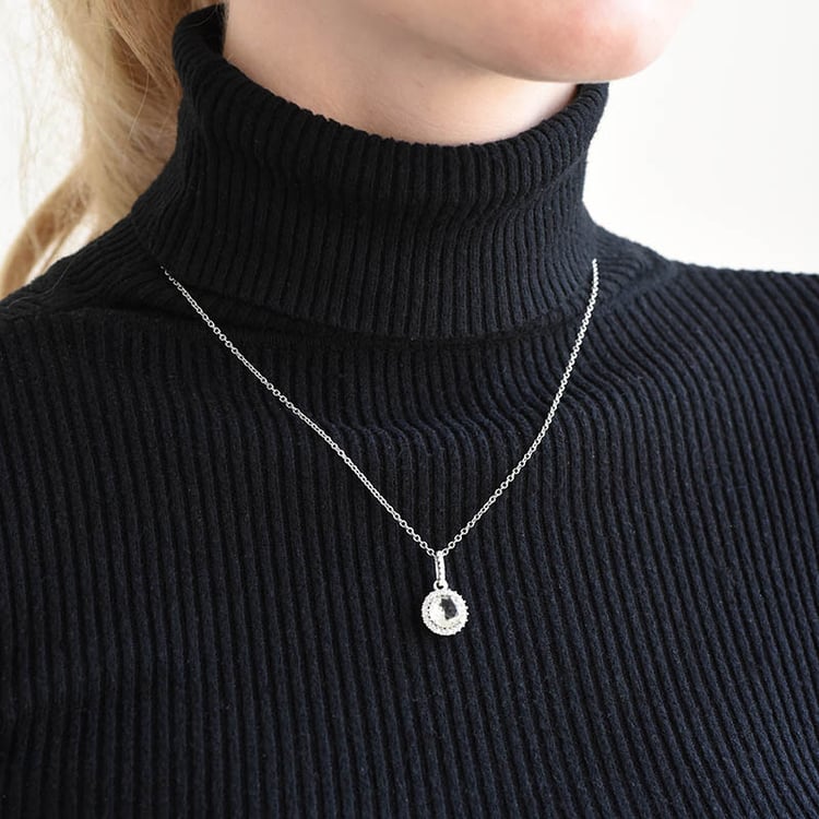 Halo náhrdelník se zeleným ametystem a zirkony 92242