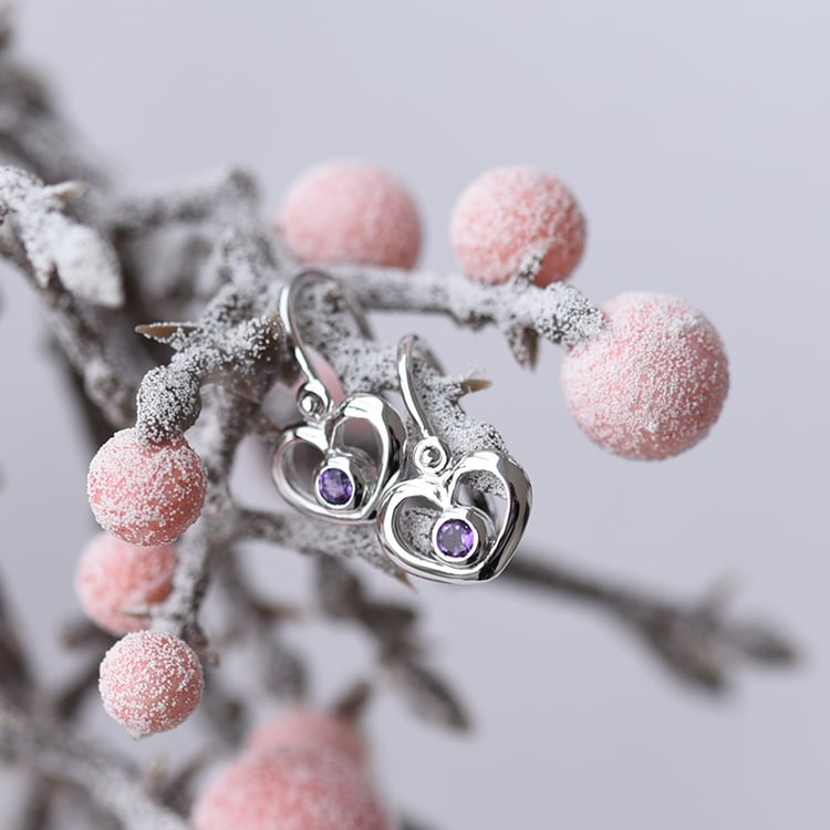 Zlaté náušnice srdíčka s drahokamem dle výběru 59012