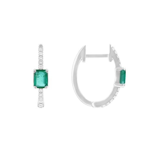 Kruhové náušnice s diamanty a smaragdy Jade