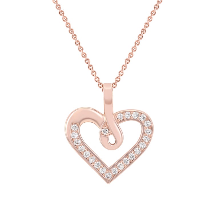 Diamantový náhrdelník z růžového zlata srdce