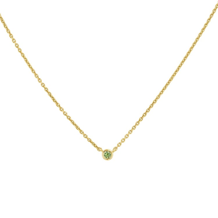 Stříbrný minimalistický náhrdelník se zeleným safírem Glosie