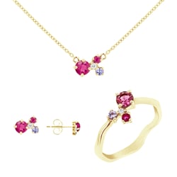 Stříbrná kolekce šperků s turmalíny, tanzanity, rubíny a diamanty Halli