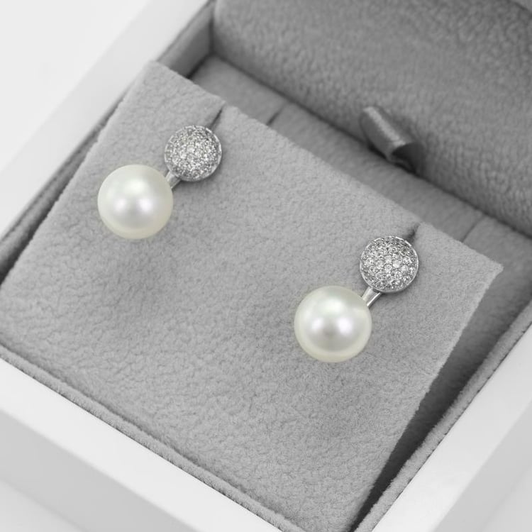 Perlové náušnice se zirkony 2v1 50446