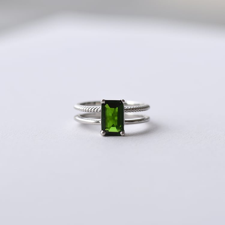 Platinový prsten s emerald diopsidem 58776