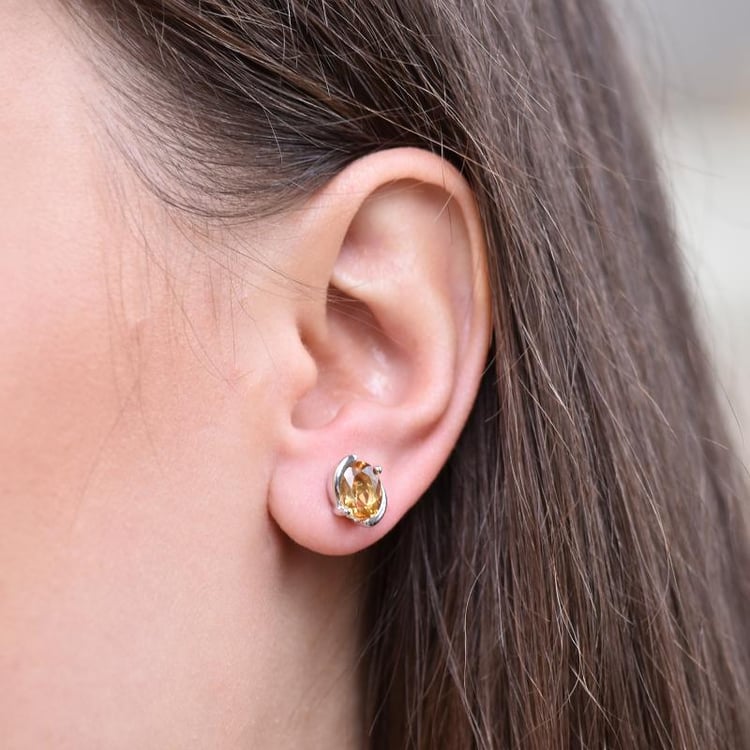 Stříbrné náušnice s citríny 30504