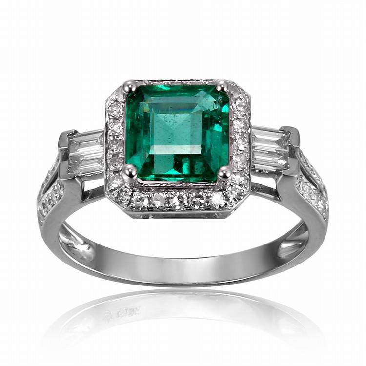 Elegantní prsten se smaragdem a diamanty 5080