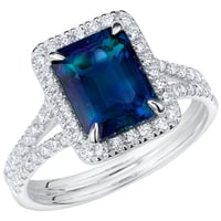 Zlatý halo prsten s emerald lab-grown alexandritem a diamanty Ralph