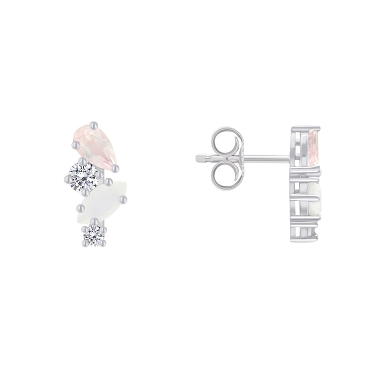 Náušnice s měsíčním kamenem, růženínem a topazy 71819