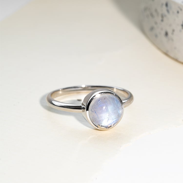 Zlatý prsten s cabochon měsíčním kamenem Yana 123795