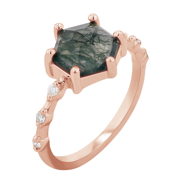 Jedinečný prsten s mechovým achátem Sally 112898