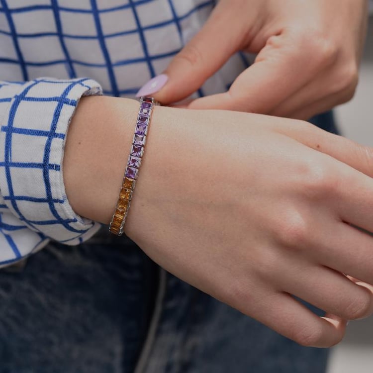 Stříbrný náramek plný drahokamů Addy 43633