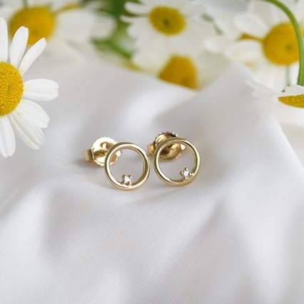 Zlaté napichovací karma náušnice s diamantem Abner