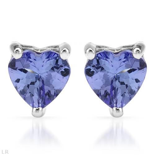  Náušnice ve tvaru srdce s tanzanity